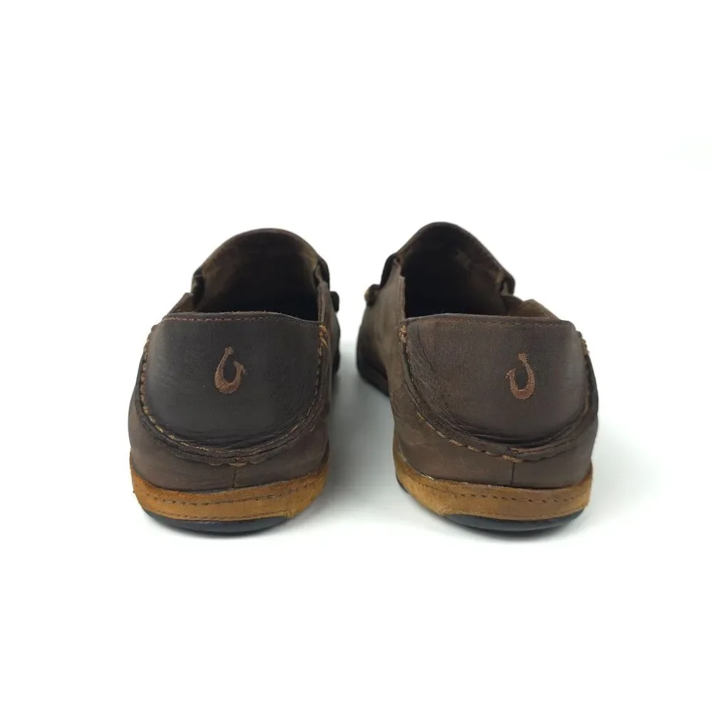 OLUKAI Moloa Leather Slip On Shoes Beachy Boho Coastal Hawaiian VSCO Casual 10.5